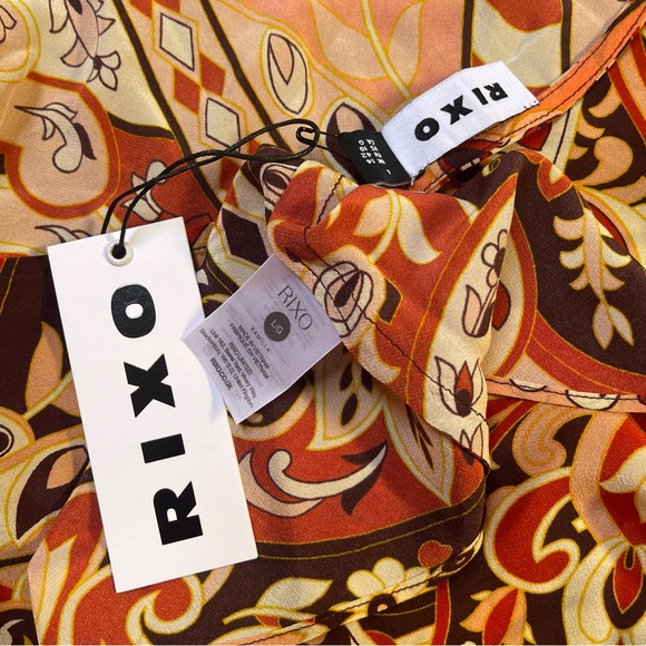 NWT RIXO Kamilla Cutout Halterneck Silk Floral Midi Maxi Dress Size L - Picture 5 of 16